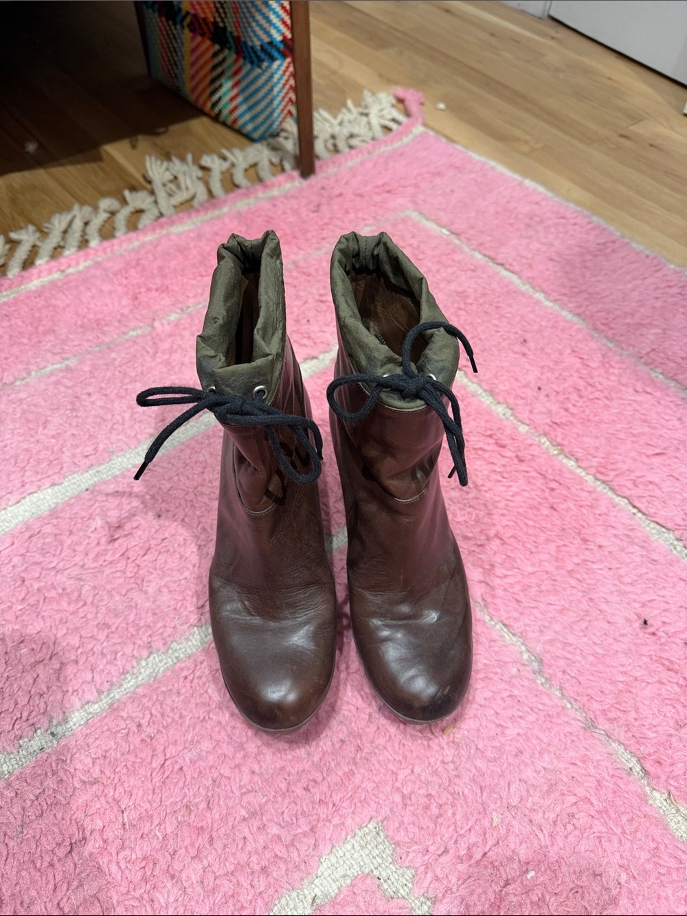 Marni Brown Leather Lace-Up Ankle Boots